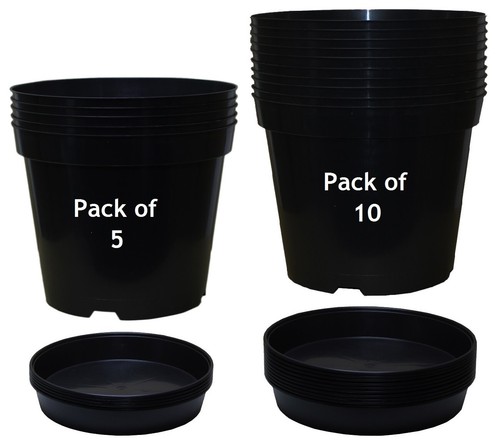 Black plastic plant pots - plastic,