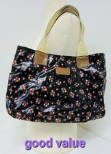 Lee Cooper Womens Bag Medium Size Coated Cotton Black with Floral Print