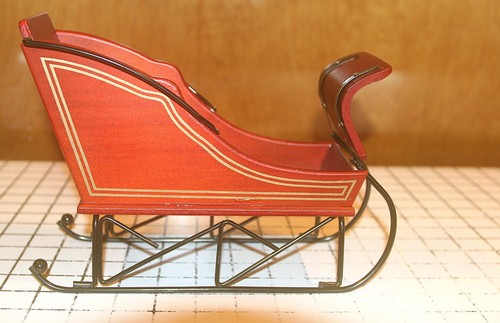Vtg wood metal santa sleigh - wood,