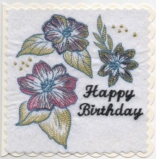 Hand Made Embroidered Birthday