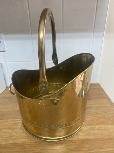 Brass coal log scuttle - log,
