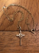 Vintage Cross And Chain German Gold Tone