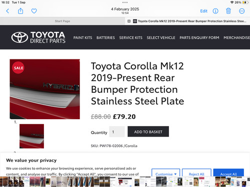 Toyota rear bumper protection - rear,