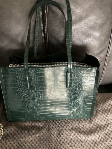 Green animal print shopper - green,
