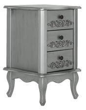 Sophia 3 Drawer Bedside Chest Silver Compact Storage Organiser Unit