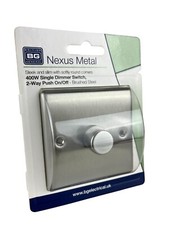 BG Electrical NBS81P-01 Single Dimmer Light Switch Brushed Steel 2-Way 400 Watts
