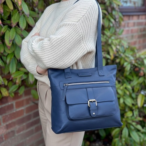 Rowallan navy leather shoulder - leather,