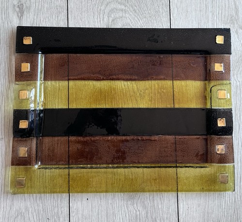 Fused art glass plate - art,