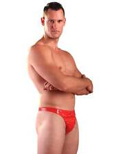 Honour Shiny PVC Male Elasticated Thong in Red or Black One-Size