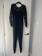1st Position Dance Black Sequin Catsuit Large Adult Age 15/16/17 Used For Tap