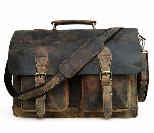 Vintage leather briefcase - leather,