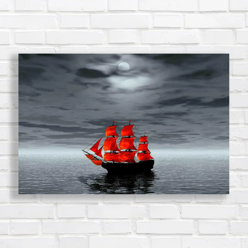Moonlit ship sailing - sailing, in
