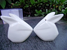 Stylised Denmark Design White Ceramic Rabbit / Hare Salt & Pepper Pots Cruet Set