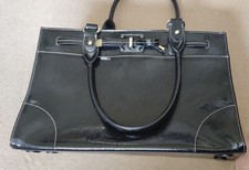 Smart Large Black Bow patent handbag tote bag purse Smart 5 pockets Claiborne