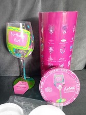Lolita "Birthday Girl Too" Hand Painted Wine Glass 15 oz New In Box