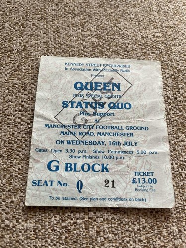 Queen ticket maine road - ticket,