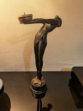 Max le Verrier Naked Lady Reproduction Candle Holder In Black