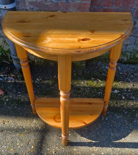 Pine demi lune hall table - lune,