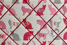 Clarke Clarke Felix Cat Raspberry Handcrafted Fabric Notice Memo Pin Photo Board