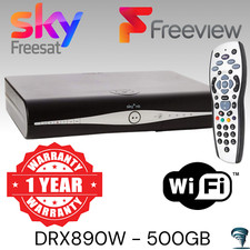 Sky + HD Box 500GB WiFi (Remote Control & Cables) Slimline Plus DRX890W Freeview