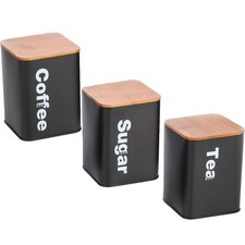 Black 3pc Tea Coffee Sugar