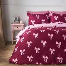 OHS Bow Microfibre Reversible Duvet Cover with Pillowcase Bedding Set