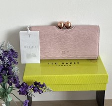 Ted Baker Josiey Pink Pebbled Leather Bobble TB Matinee Purse Wallet In Box