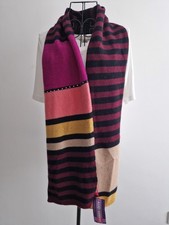 Alice Hannah London Womens Lambswool Angora Scarf Burgundy Mix Stripes Diamante