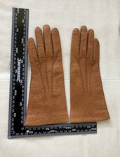 Vintage Tan Silk Lined Leather Gloves  size 6.5  - new