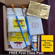 Gold Leaf Adhesive Brushes Kit 100 Sheets Size 7cm Glue Art Gilding Kit