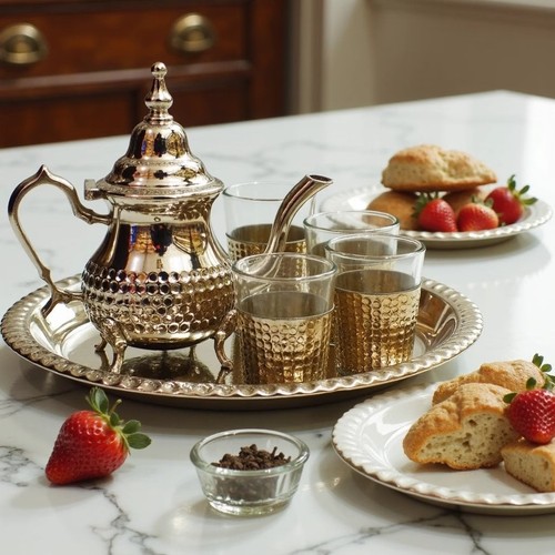 Moroccan tea set hand - set, 8