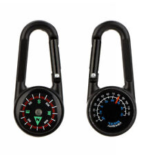 Compass Thermometer Carabiner 3 in 1 Outdoor Hiking Tactical Survival Key Ring
