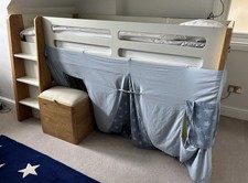 Feather & Black Archie mid level Cabin Bed with matching storage stool & shelf