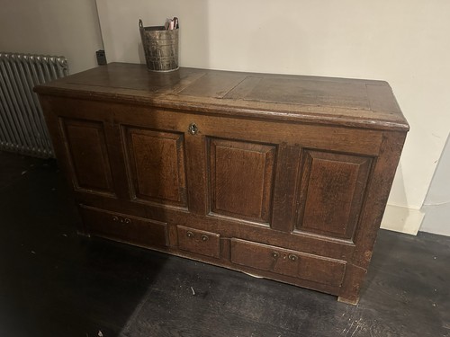 Antique oak box chest - chest, blanket