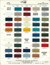 1970 IMPORT CAR PAINT CHIPS AUSTIN HEALEY DATSUN MG MAGNETTE RENAULT TOYOTA  