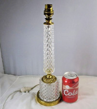 Vintage French Cut Glass Crystal & Brass Table Lamp