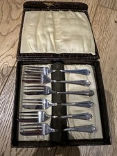 EPNS Vintage Silver Plated Cake Forks Set of 6 Boxed