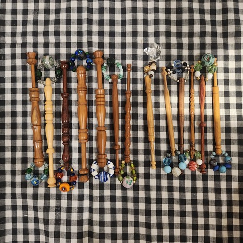 Vintage lace bobbins with - vintage,
