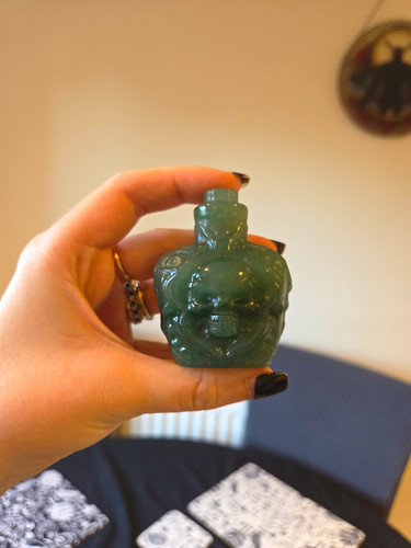 Green aventurie skull - green, bottle