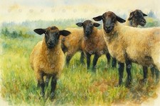 Suffolk Sheep Watercolour
