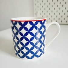 Sainsbury’s Mug Navy Blue and White Geometric Pattern Discontinued 
