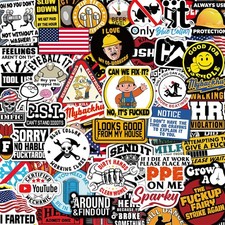 150x Funny Hard Hat Stickers Tool Box Helmet Electrician Vinyl Waterproof Decals