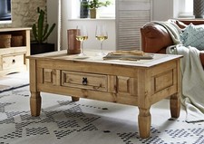 Corona Coffee Table 1 Drawer Distressed Waxed Mexican Pine Living Room Table