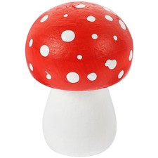 Wooden Mushroom Sculpture Wood Mushroom Statue Shelf Decor Garden Ornament