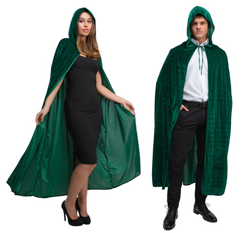 Green hooded cloak deluxe - hooded,