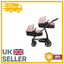 Joie Junior Evalite Twin Dolls Pram - Pink & Black Adjustable Pushchair