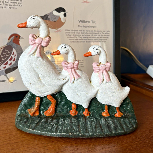 Vintage cast iron duck geese - iron,