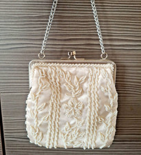 Cream Beaded Evening clutch