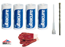 4x 1L Ultracure Damp Proof Injection Cream + Nozzle, Gloves & SDS Drill Bit