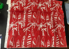 2 ' SURFBOARDS'  fabric remnants Large scarlet, small blue piece